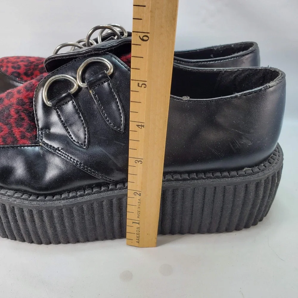 Morbid Threads Creeper Shoes Womens 10 Black Red Leopard Goth Platform NO LACES